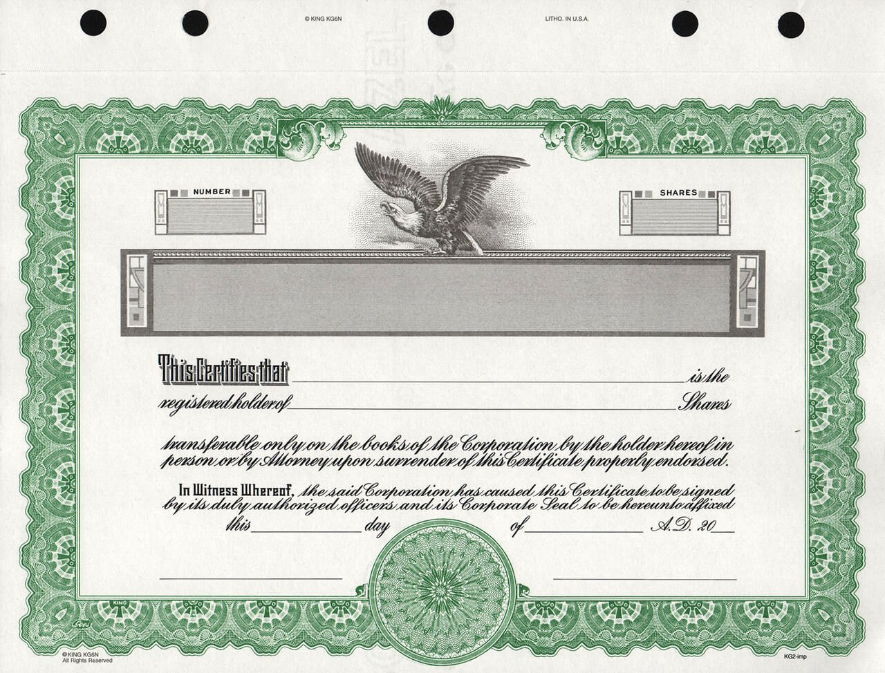 Corporate Stock Certificate
